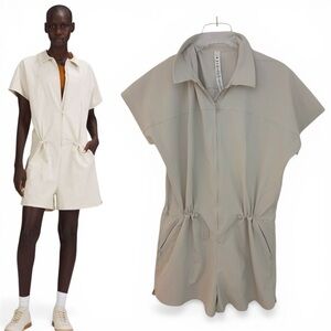 Lululemon Stretch Rib Pocketed Romper White Size 6 Utility Athleisure One Piece